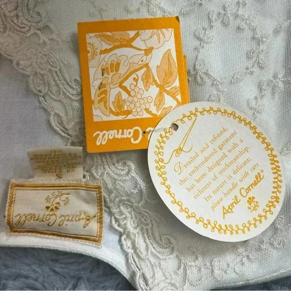 Vintage 90s April Cornell Lace Midi Dress Small RARE In Ivory Cream NWT - Picture 14 of 15